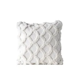 18" COTTON CHENILLE SCALLOPED PILLOW WHITE