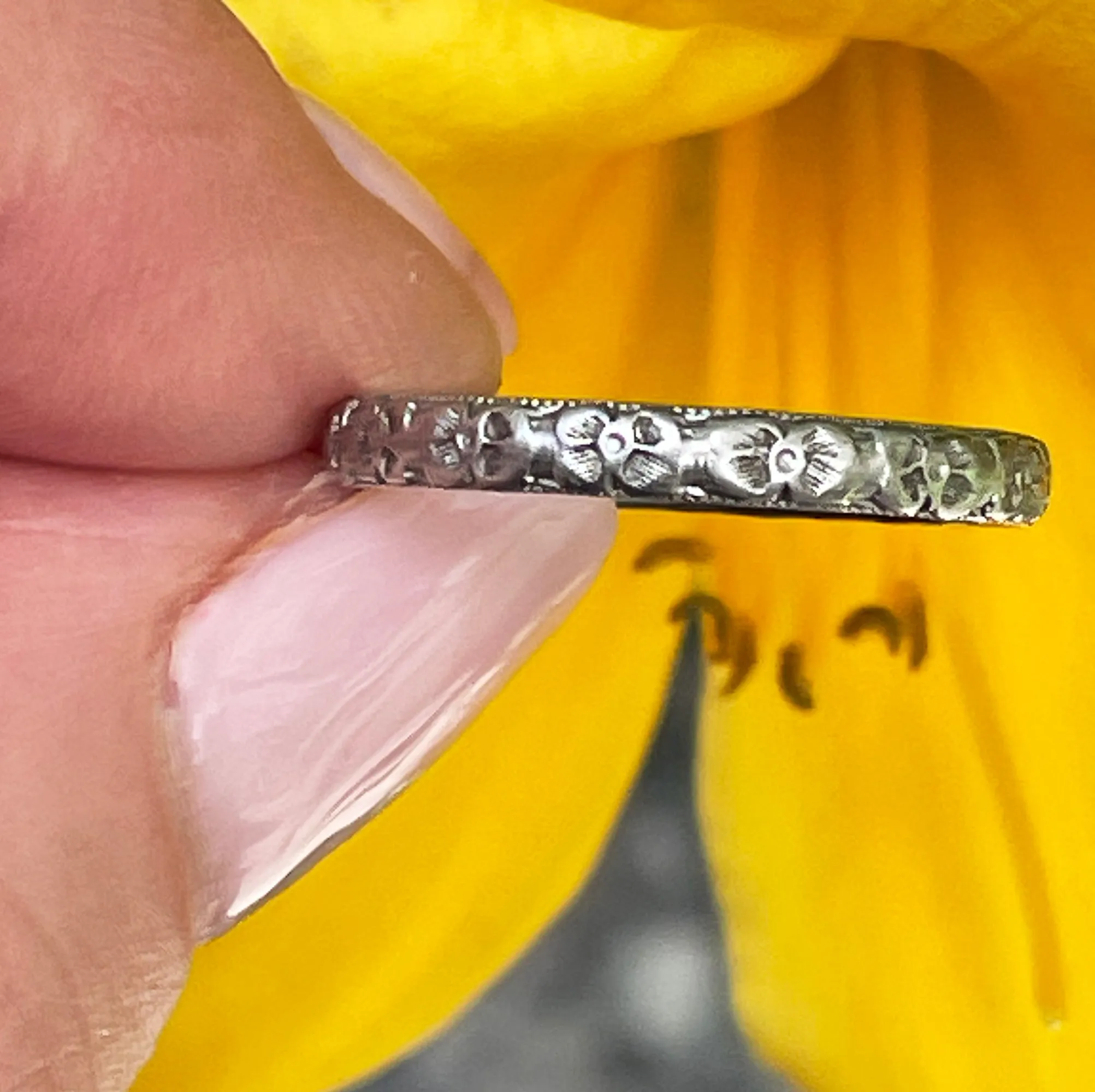 1928 Art Deco Thin WEDDING ANNIVERSARY Platinum Band Ring