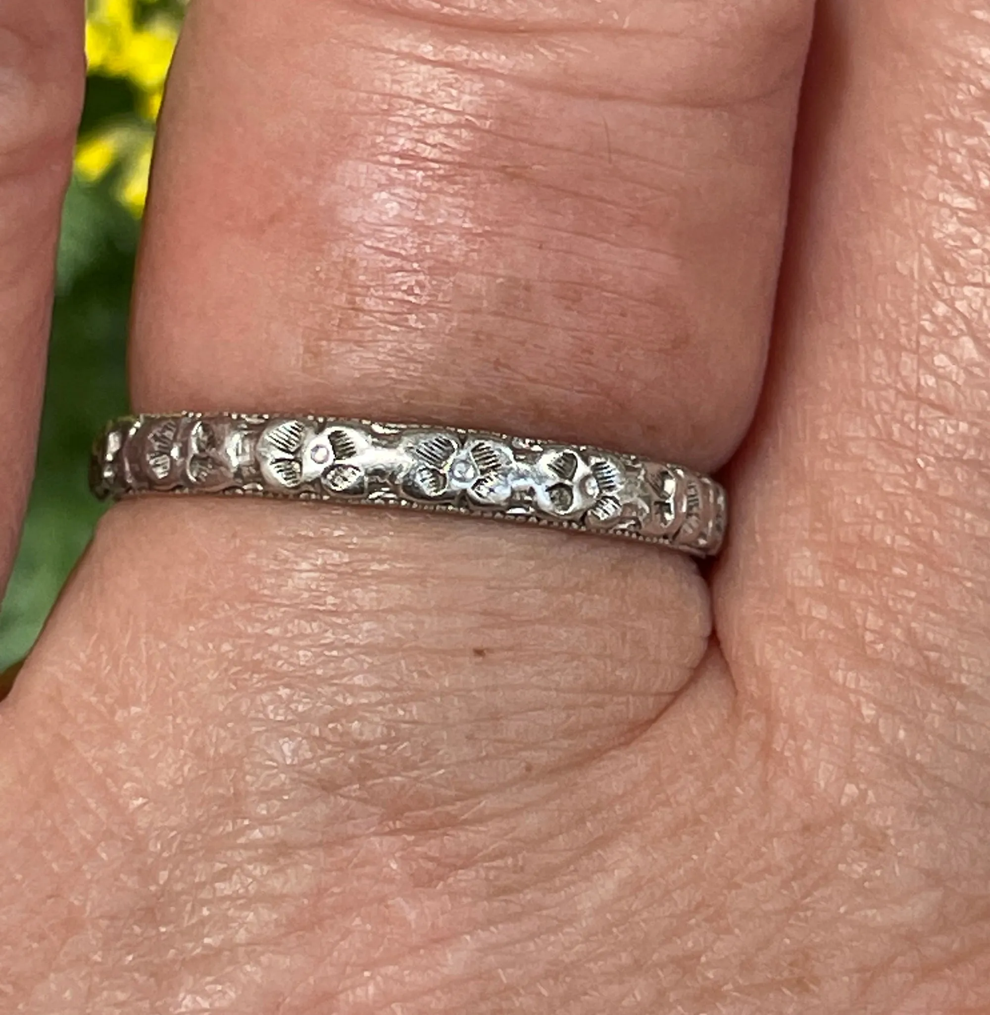 1928 Art Deco Thin WEDDING ANNIVERSARY Platinum Band Ring