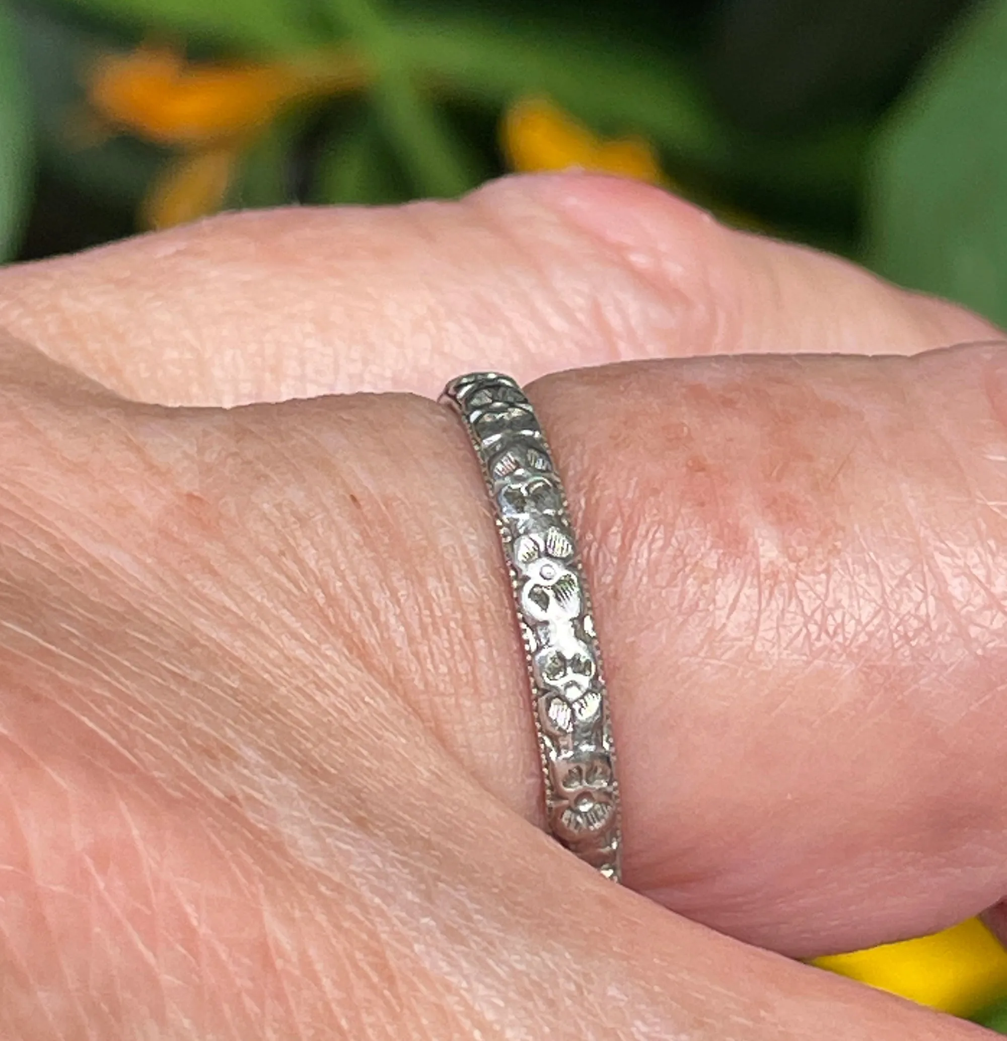 1928 Art Deco Thin WEDDING ANNIVERSARY Platinum Band Ring