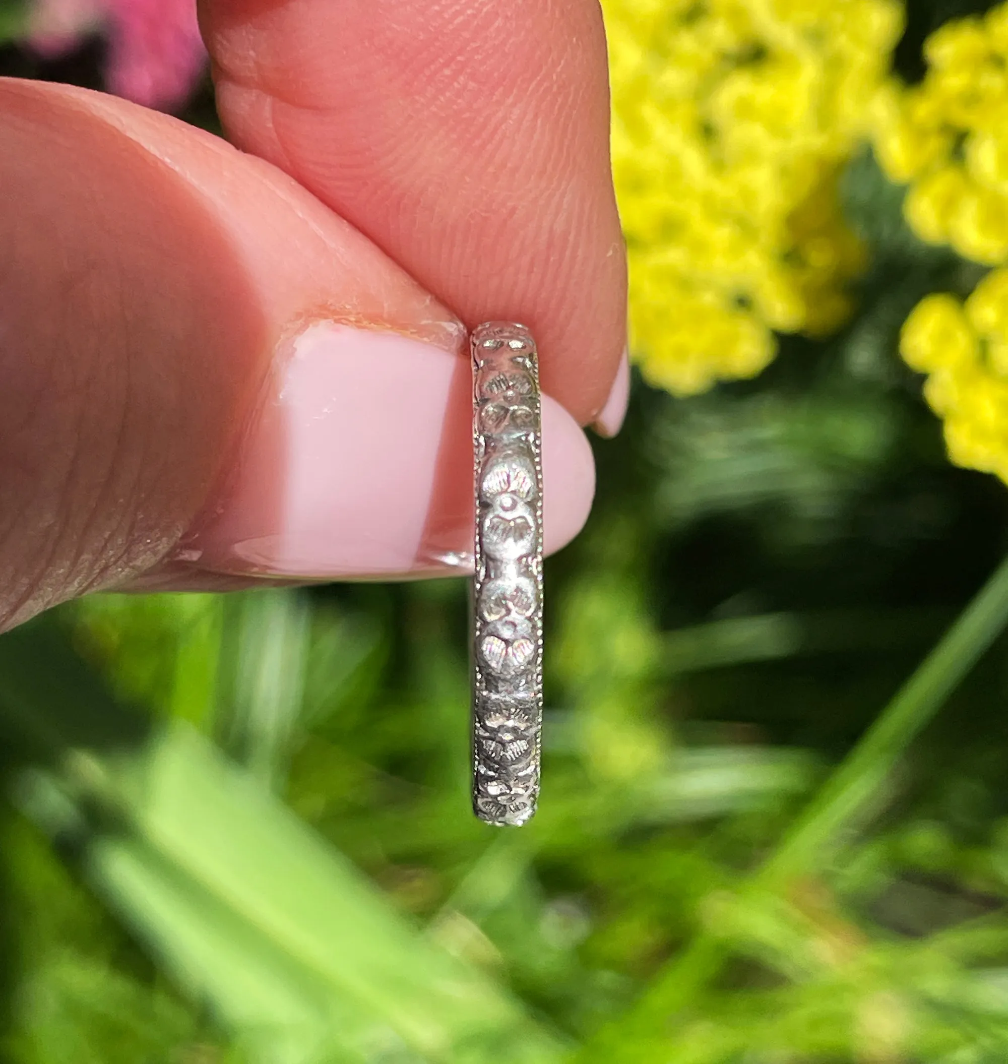 1928 Art Deco Thin WEDDING ANNIVERSARY Platinum Band Ring