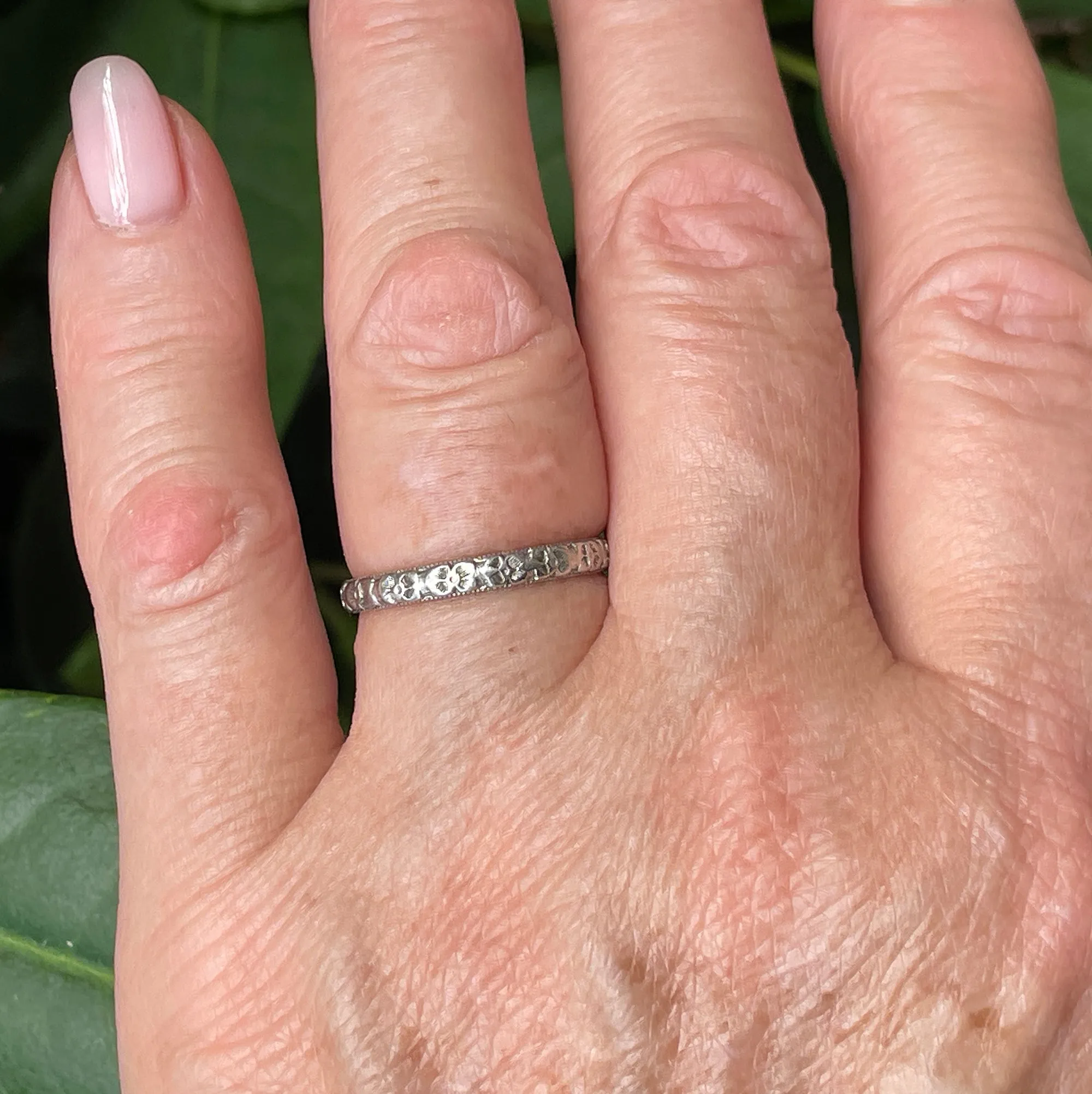 1928 Art Deco Thin WEDDING ANNIVERSARY Platinum Band Ring