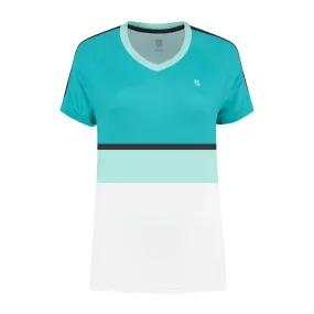 194252-988 | WOMENS HYPERCOURT STRIPE TEE | ARUBA BLUE / ALGIERS BLUE / WHITE