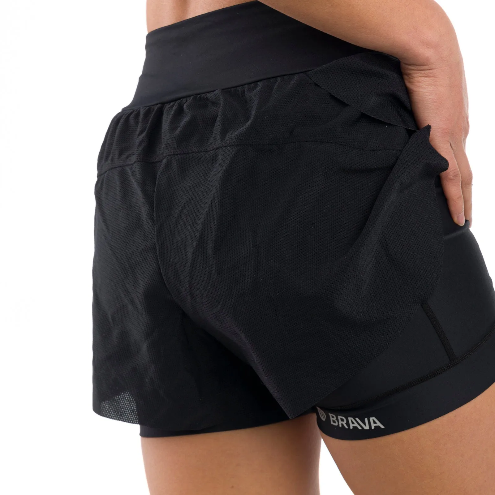 2-in 1 Mesh Split Run Shorts 5"