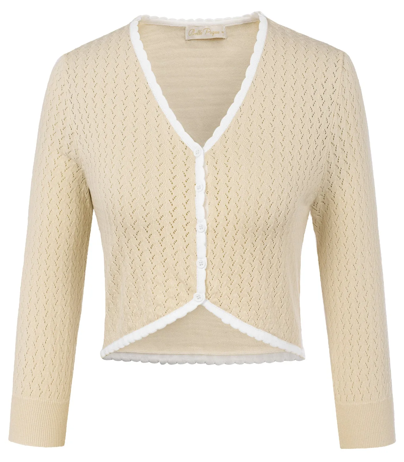 3/4 Sleeve Cardigan for Scalloped Knit Cropped Cardigan Bolero Shrug