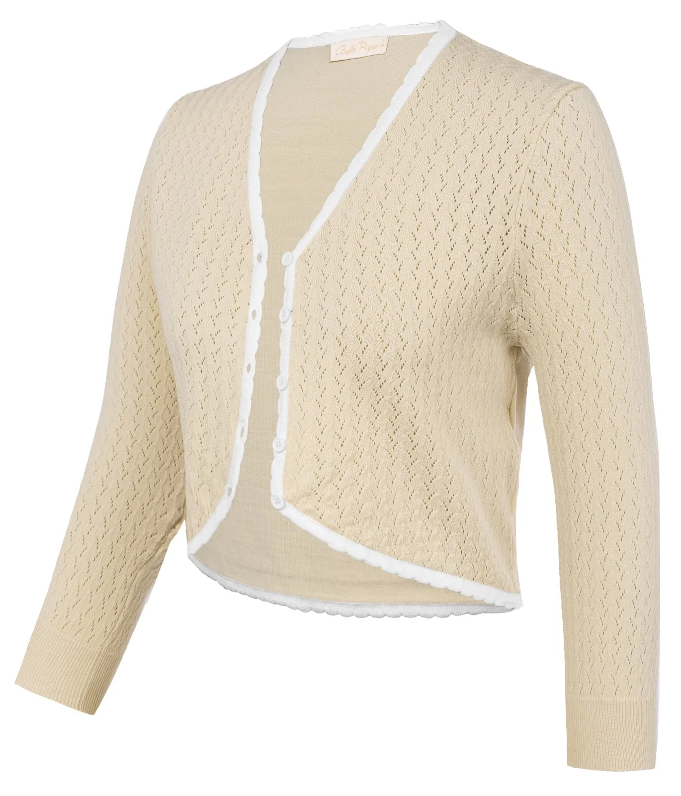 3/4 Sleeve Cardigan for Scalloped Knit Cropped Cardigan Bolero Shrug