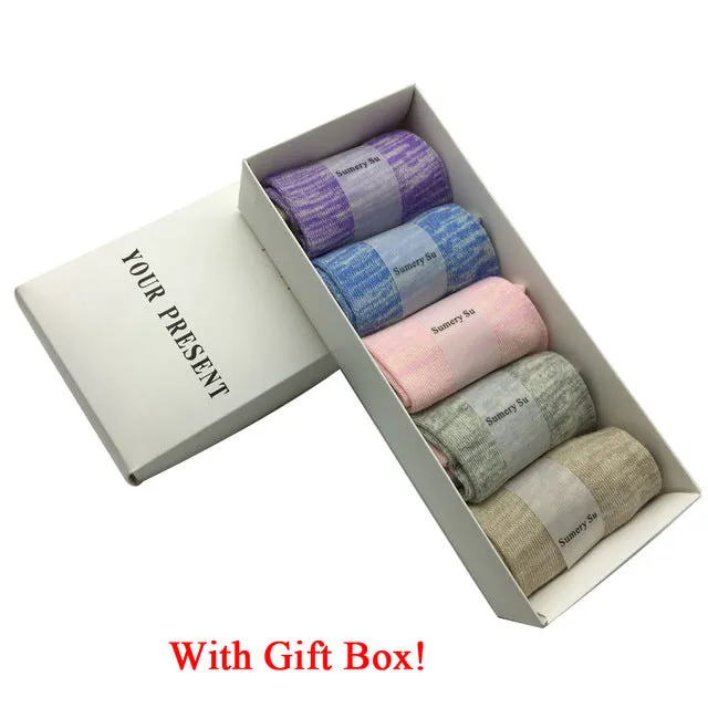 5 Pairs Lot Harajuku Style Candy Color Cotton Boat Socks for Women