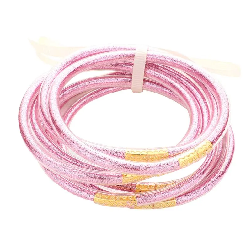 7PCS Glitter Jelly Tube Bangle Bracelets