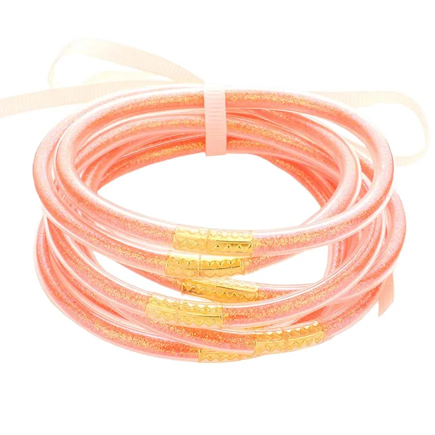 7PCS Glitter Jelly Tube Bangle Bracelets