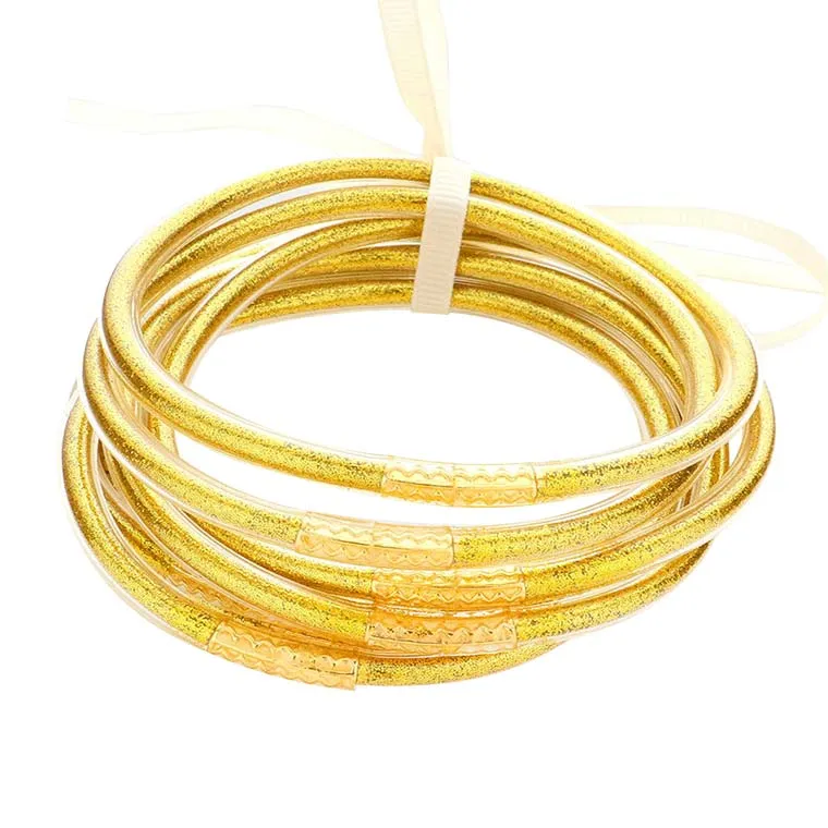 7PCS Glitter Jelly Tube Bangle Bracelets