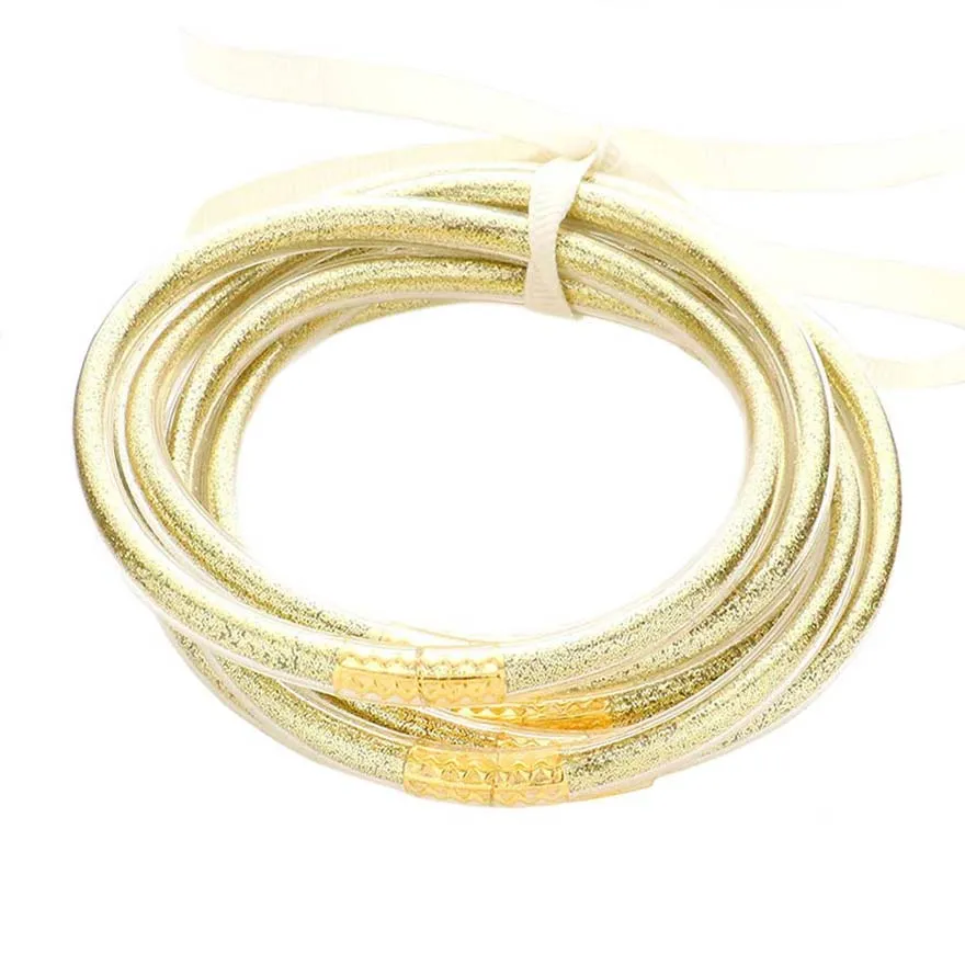 7PCS Glitter Jelly Tube Bangle Bracelets