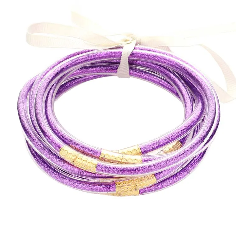 7PCS Glitter Jelly Tube Bangle Bracelets