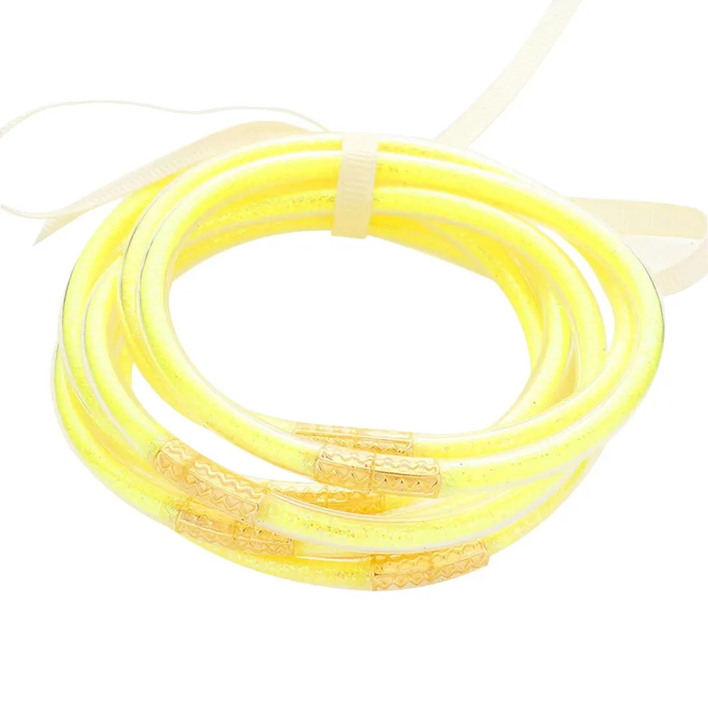 7PCS Glitter Jelly Tube Bangle Bracelets