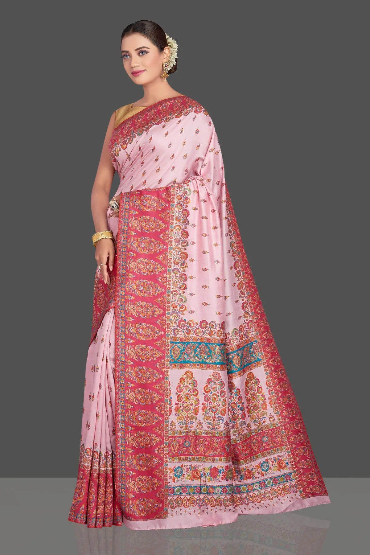 90K790-RO Light Pink Kani Weave Tussar Silk Saree