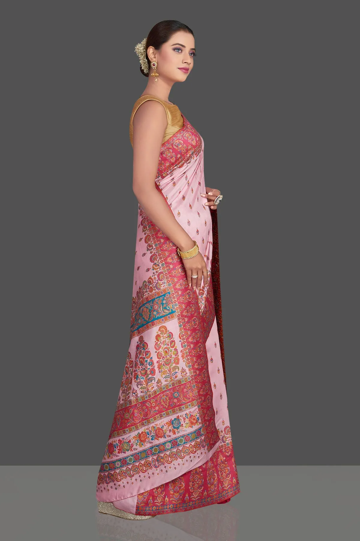 90K790-RO Light Pink Kani Weave Tussar Silk Saree