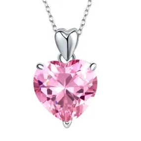 925 Sterling Silver Bridesmaid Heart Pendant Necklace 5 Carat Pink MXFN8044