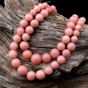 AAA Graduated Natural Pink Opal Smooth Round Beads 17.5" Finished Necklace Strand