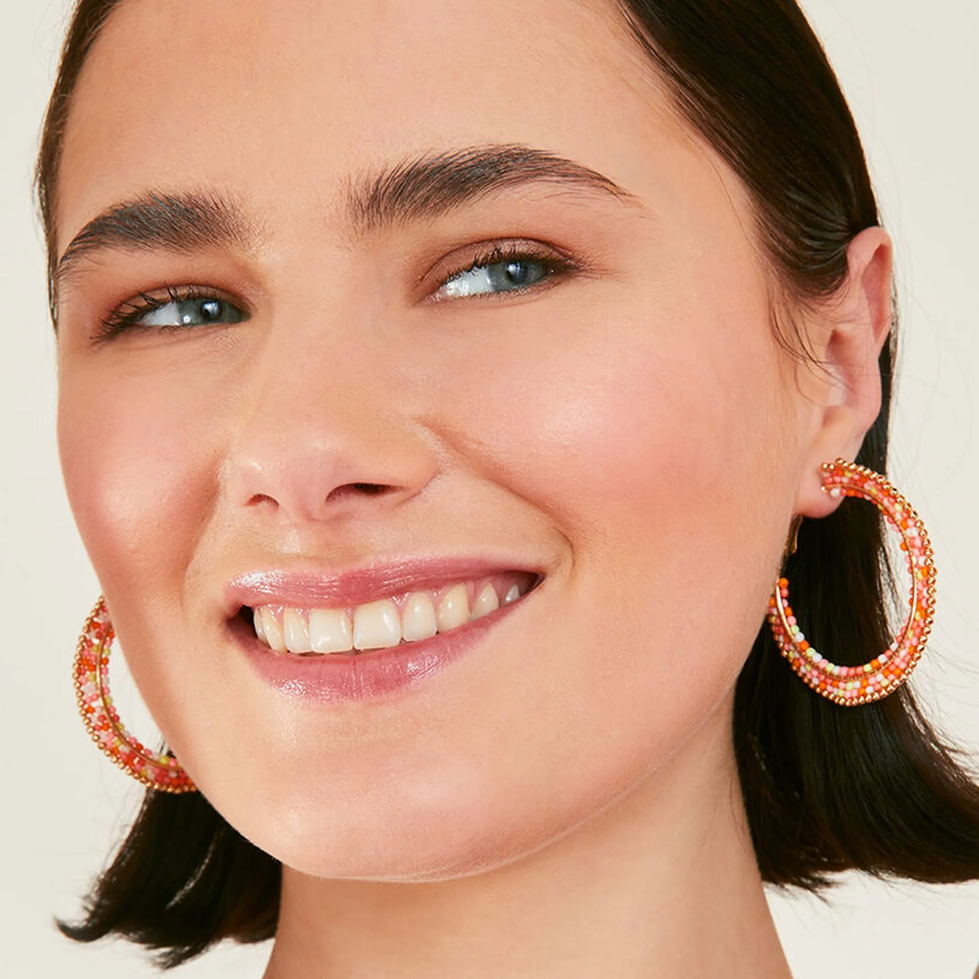 Accessorize London Women's Neon Mini Beaded Statement Hoop Earring