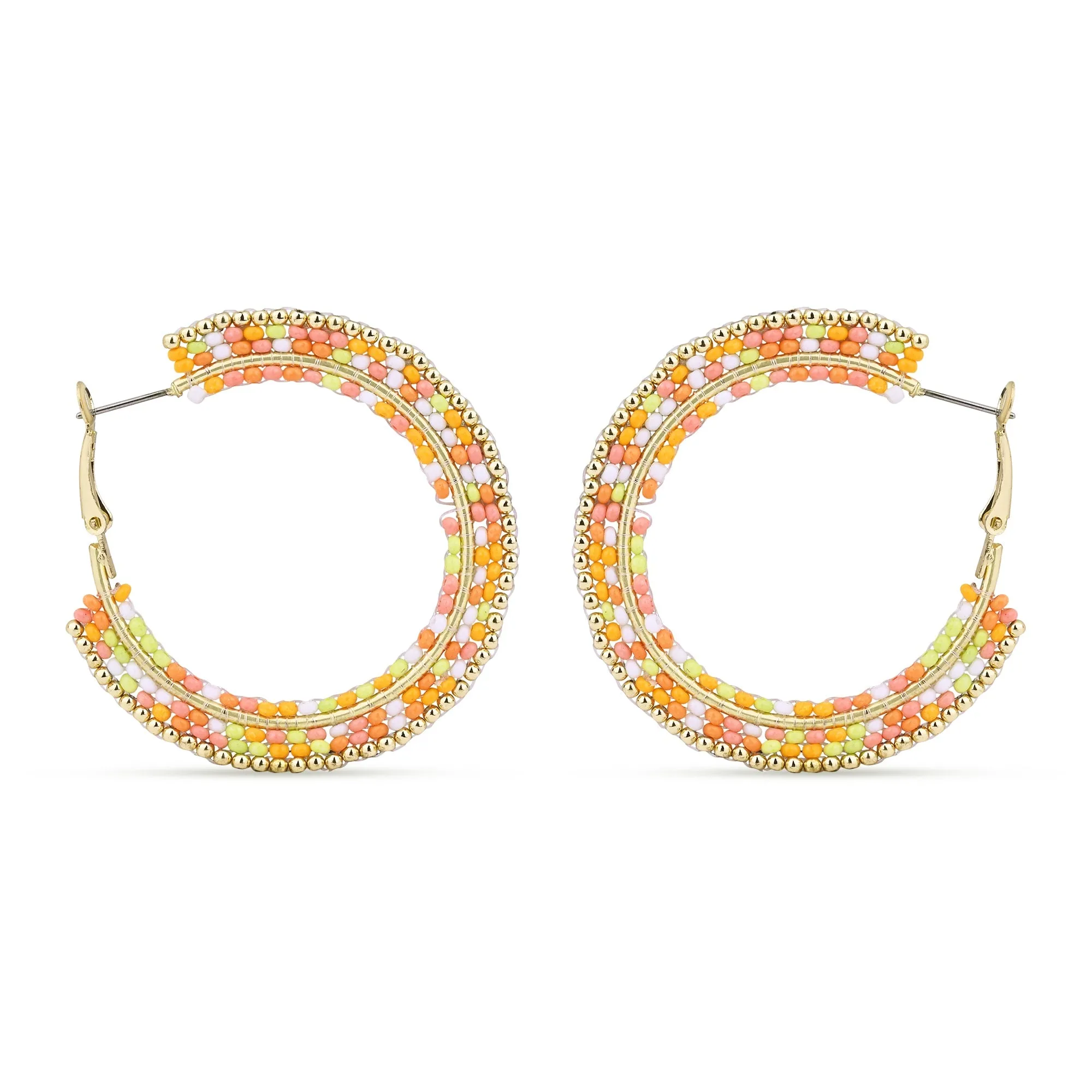 Accessorize London Women's Neon Mini Beaded Statement Hoop Earring