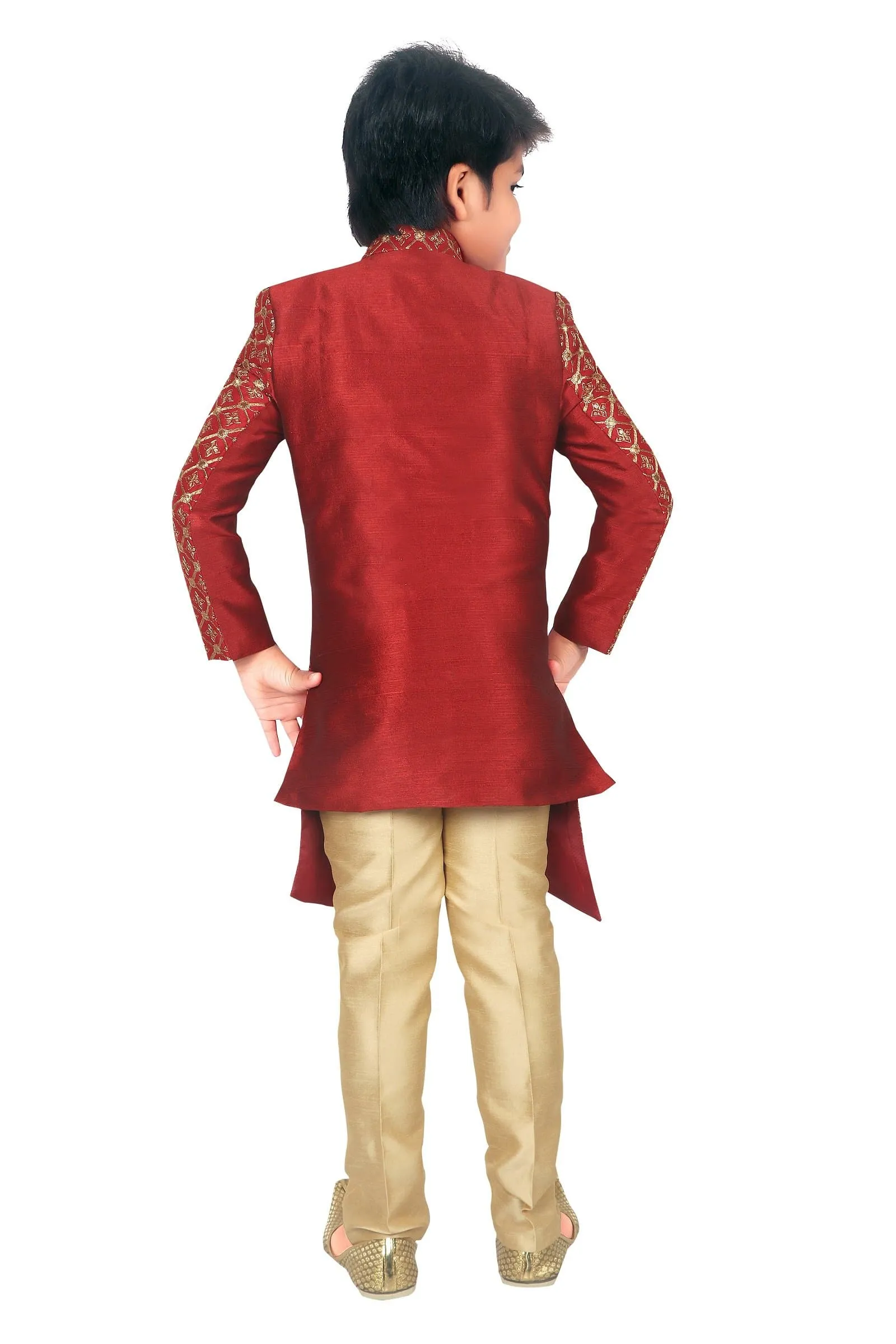 Ahhaaaa Ethnic Handwork Embroidery Sherwani and Pyjama for Boys