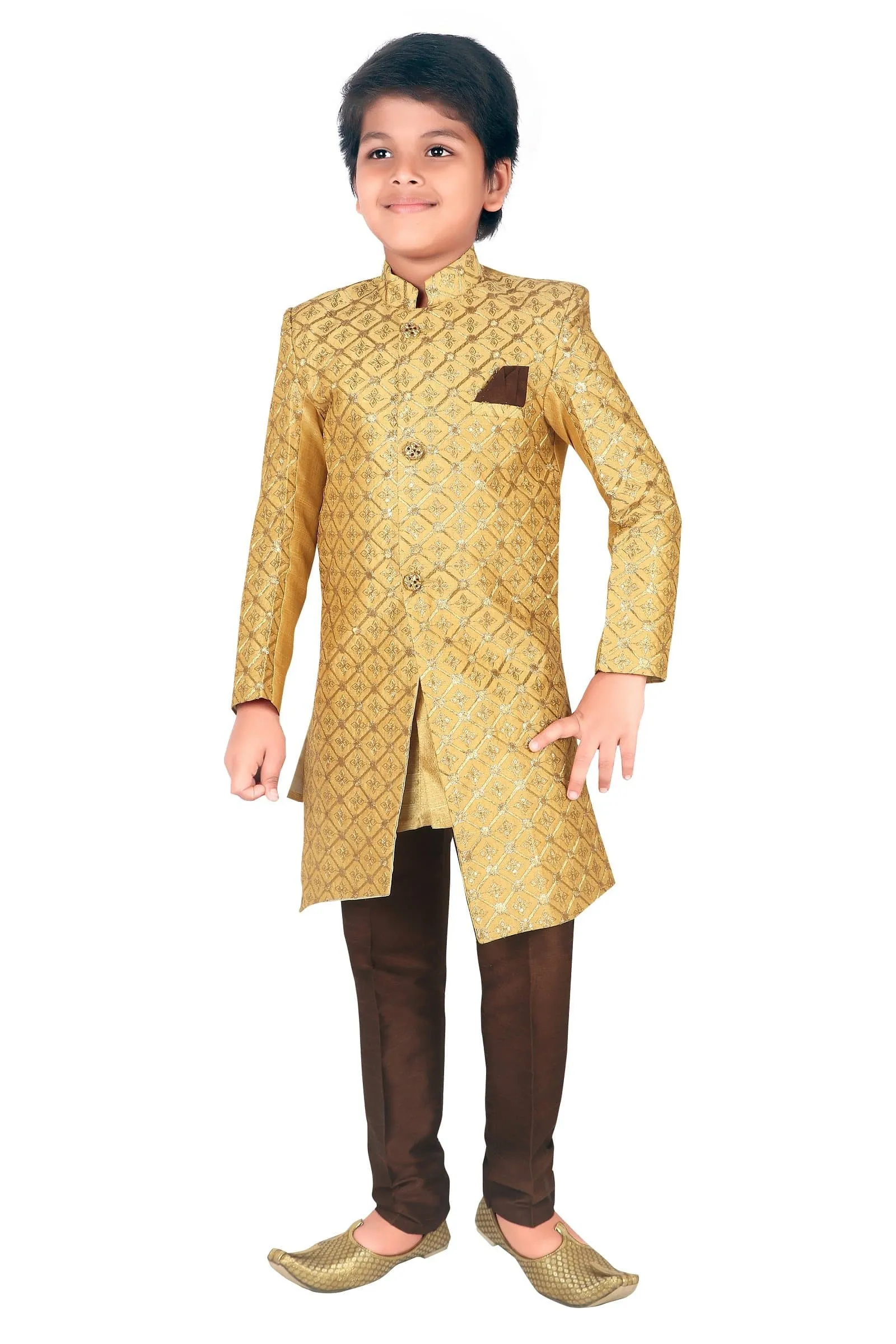 Ahhaaaa Ethnic Handwork Embroidery Sherwani and Pyjama for Boys