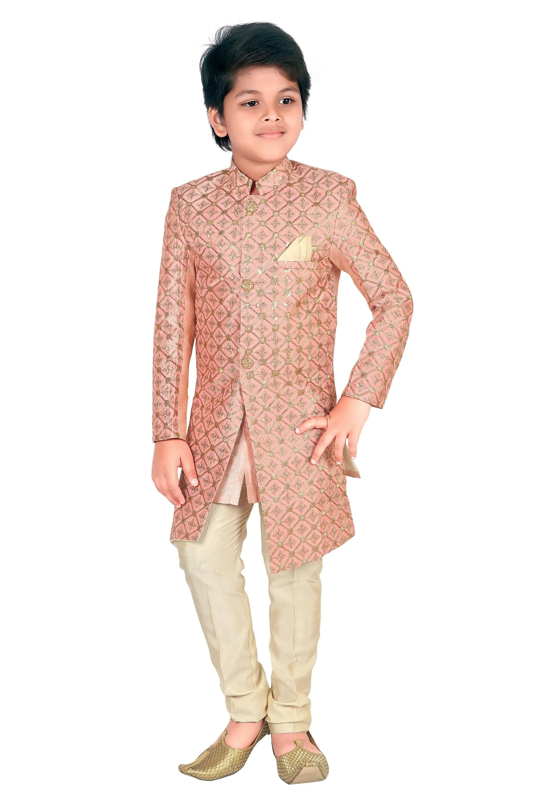 Ahhaaaa Ethnic Handwork Embroidery Sherwani and Pyjama for Boys