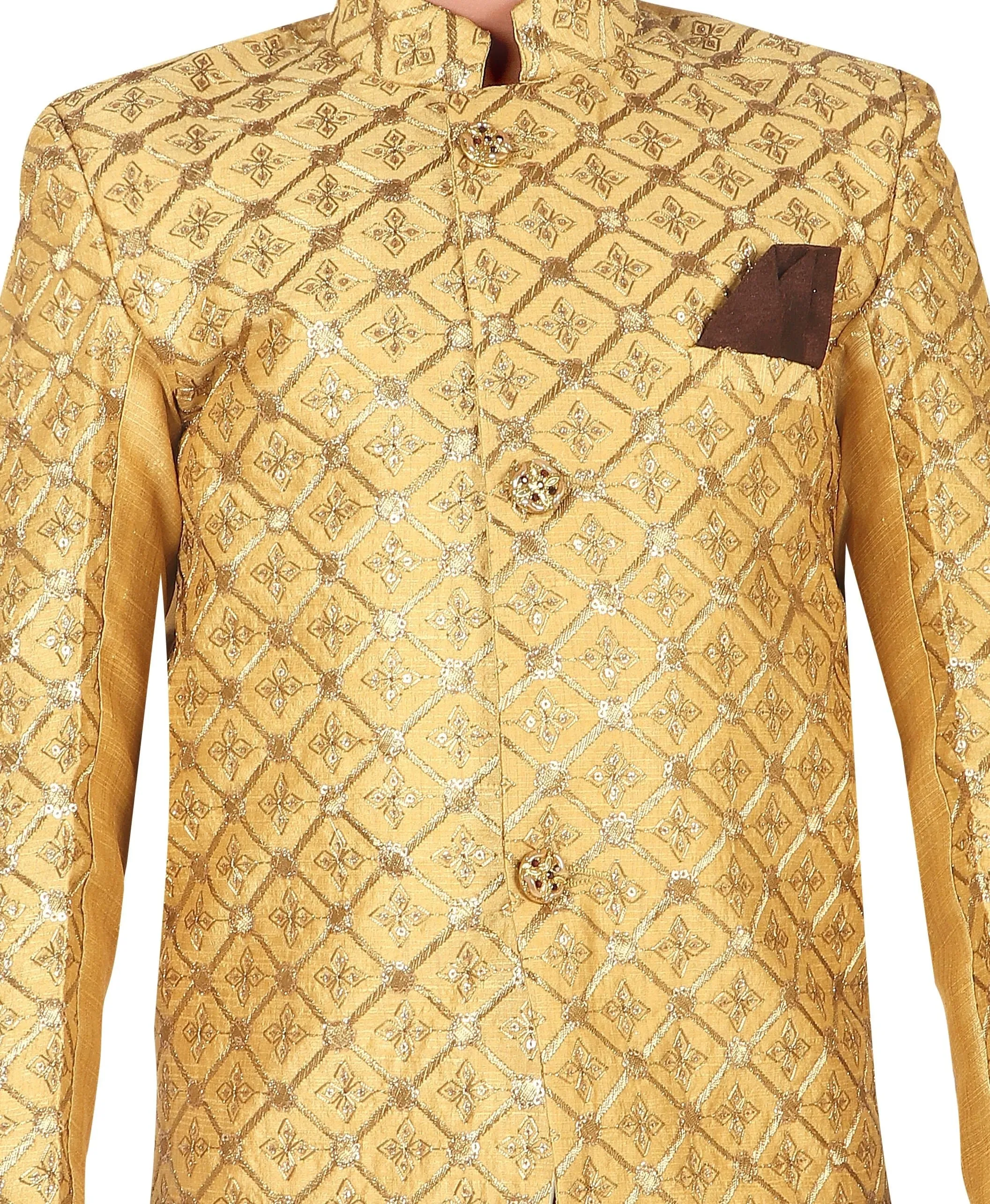 Ahhaaaa Ethnic Handwork Embroidery Sherwani and Pyjama for Boys