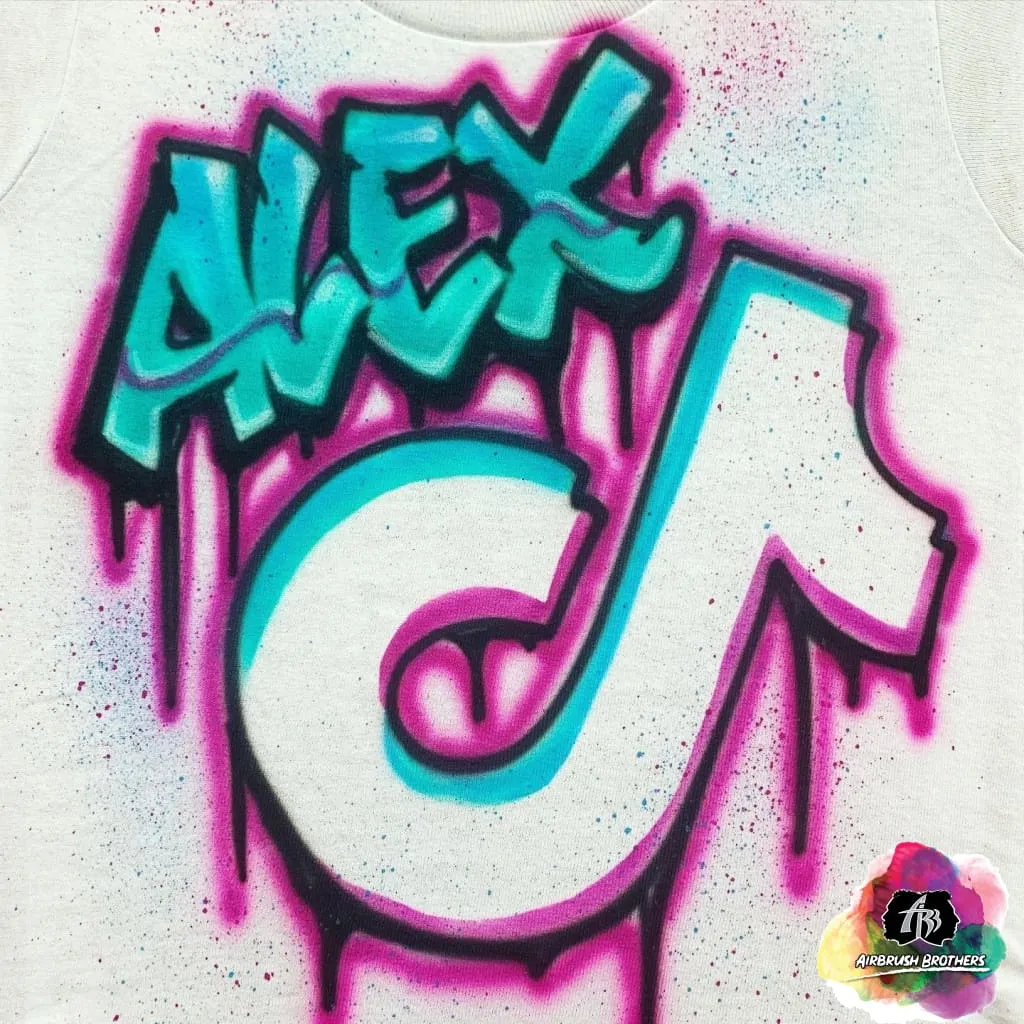 Airbrush Tiktok w/ Name Birthday Shirt Design