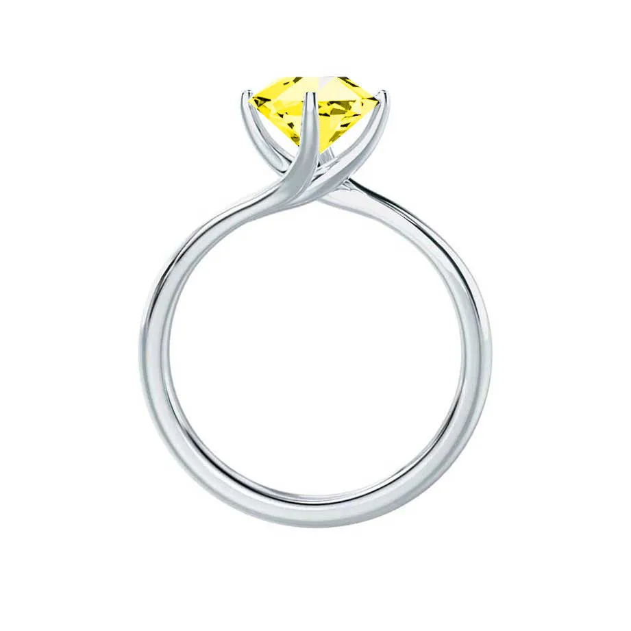 ANNORA - Chatham® Yellow Sapphire 18k White Gold Twist Solitaire Ring