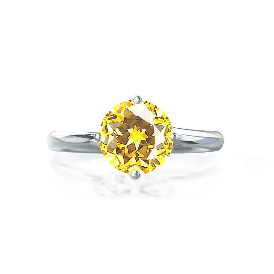 ANNORA - Chatham® Yellow Sapphire 18k White Gold Twist Solitaire Ring