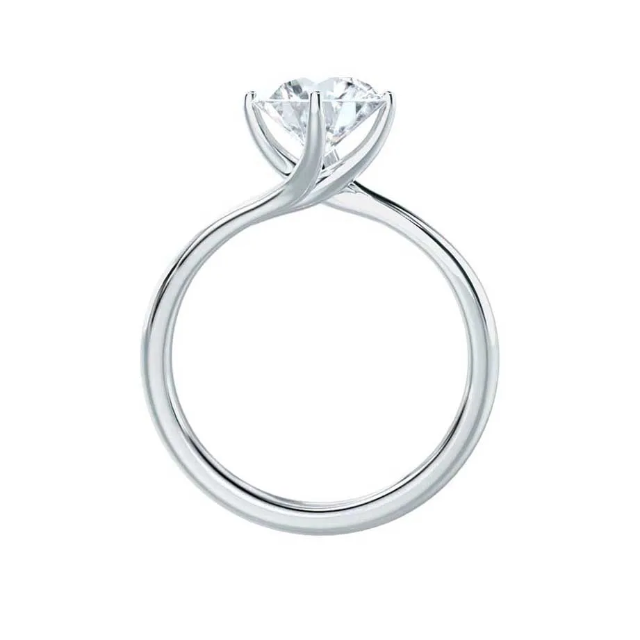 ANNORA - Round Moissanite 18k White Gold Twist Solitaire Ring