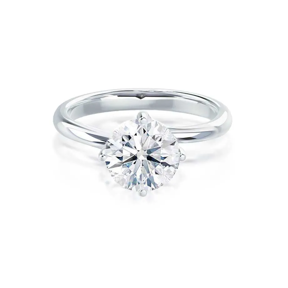 ANNORA - Round Moissanite 18k White Gold Twist Solitaire Ring