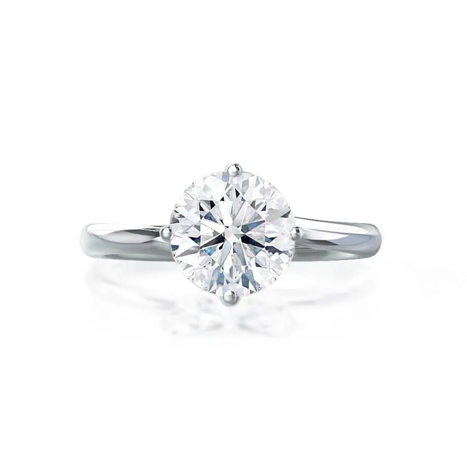 ANNORA - Round Moissanite 18k White Gold Twist Solitaire Ring