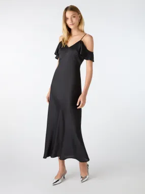 Anthia Drop Shoulder Midi Dress in Black