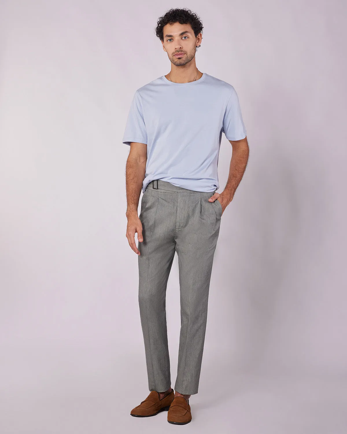 Aura Cotton Linen Neapolitan Pants - Grey