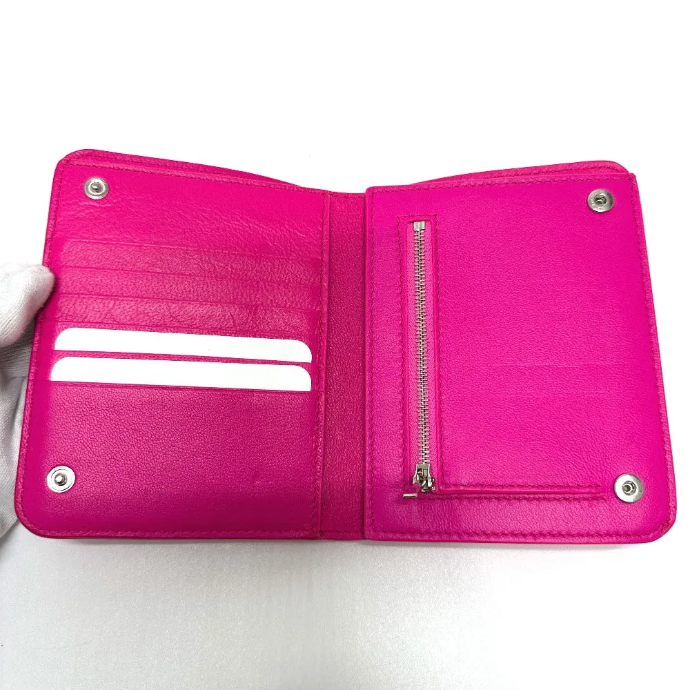 BALENCIAGA Folded wallet leather pink logo Ville unisex(Unisex) Used Authentic