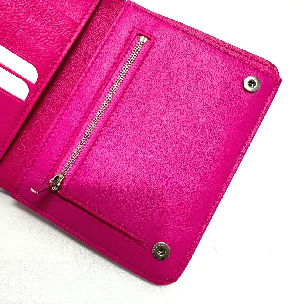 BALENCIAGA Folded wallet leather pink logo Ville unisex(Unisex) Used Authentic