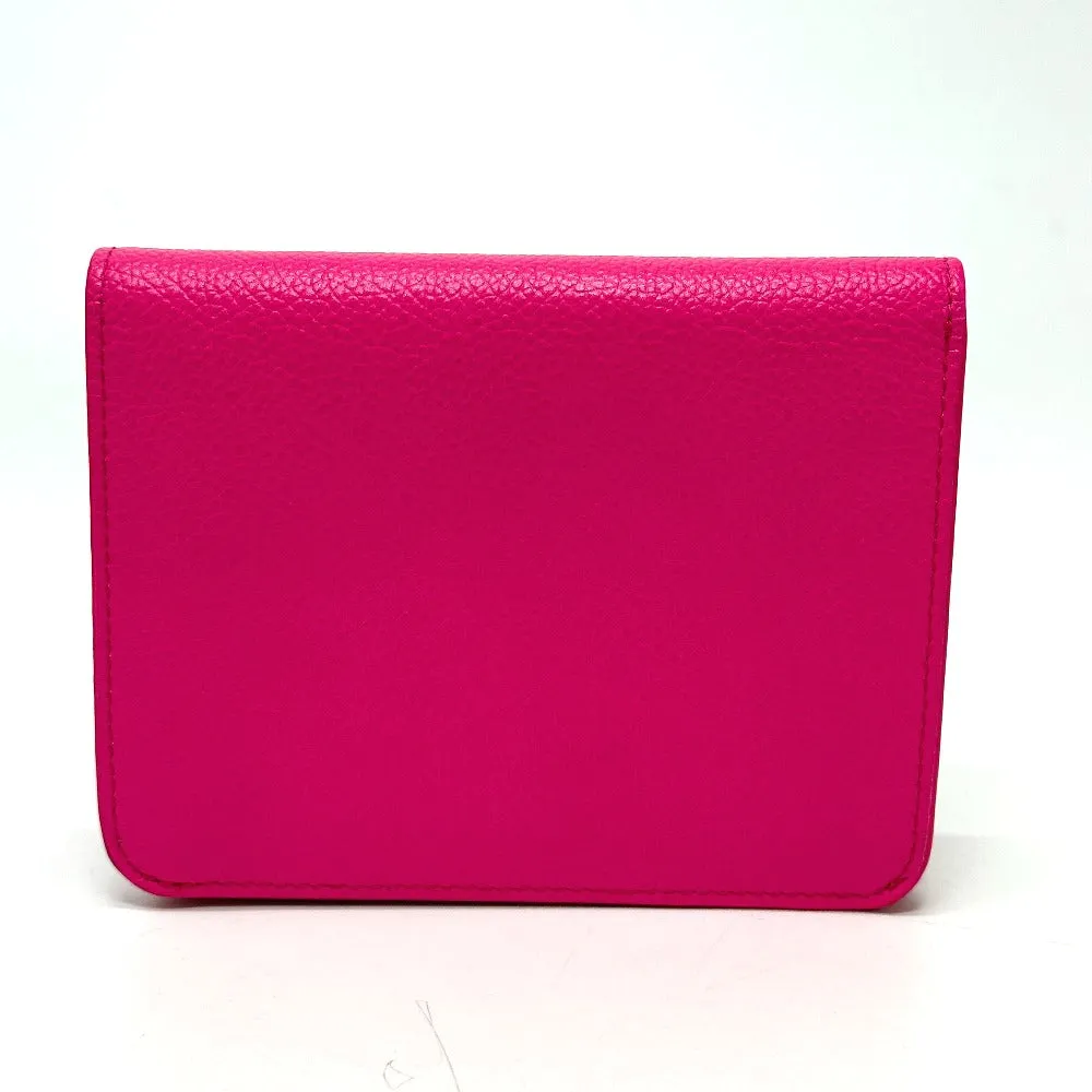 BALENCIAGA Folded wallet leather pink logo Ville unisex(Unisex) Used Authentic