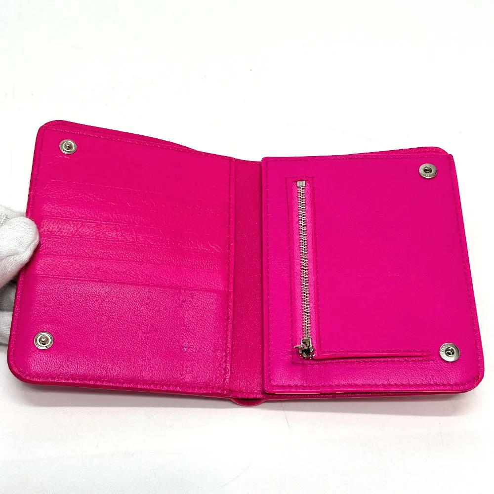 BALENCIAGA Folded wallet leather pink logo Ville unisex(Unisex) Used Authentic