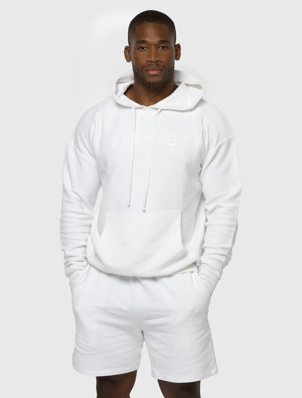 BARRY'S BRIGHT WHITE REVERSE TERRY HOODIE