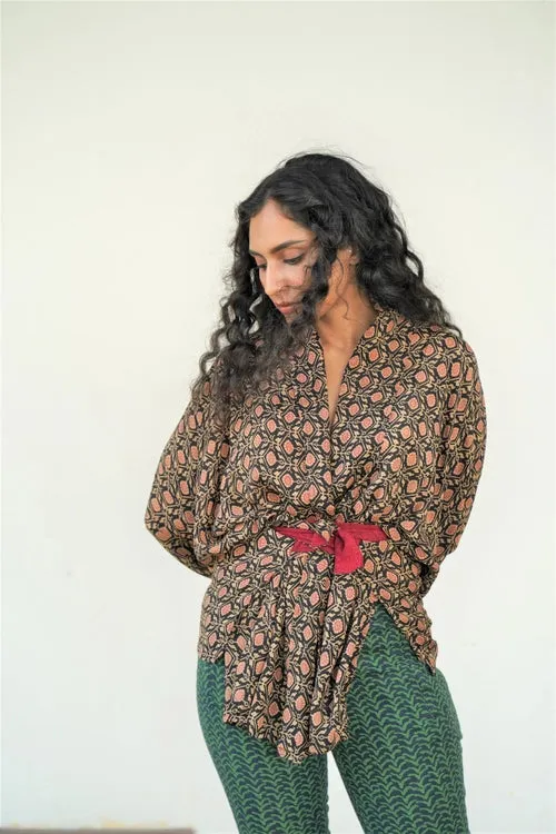 Belted Silk Free Size Kimono Shrug