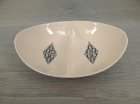 Ben Seibel for Iroquois Pottery "Blue Diamond" Divided Dish - Mint Condition