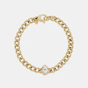 Bezel Set Pear Curb Bracelet