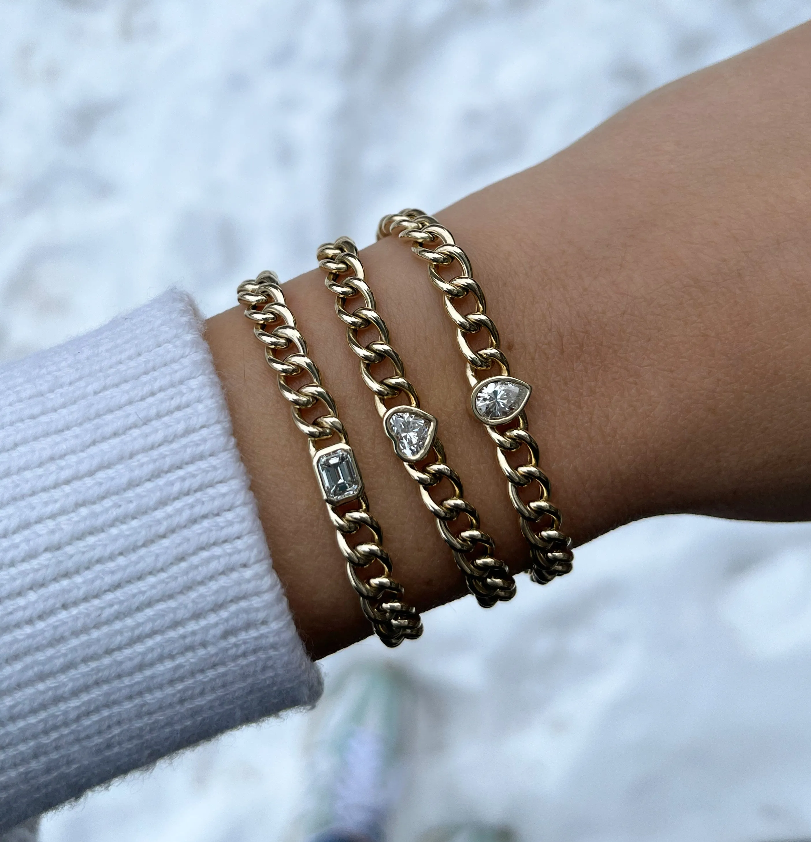 Bezel Set Pear Curb Bracelet