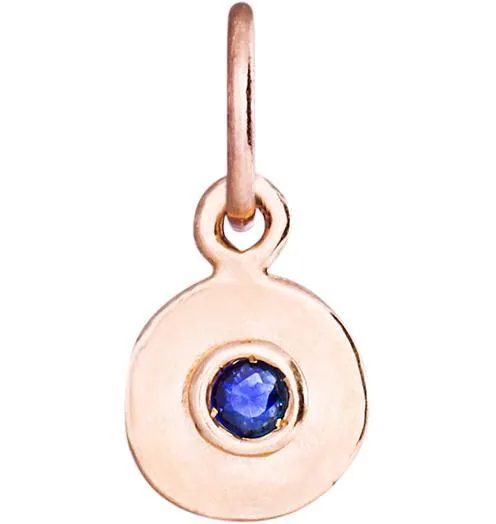 Birthstone Mini Disk Charm With Blue Sapphire