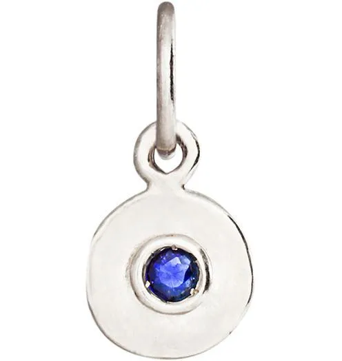 Birthstone Mini Disk Charm With Blue Sapphire