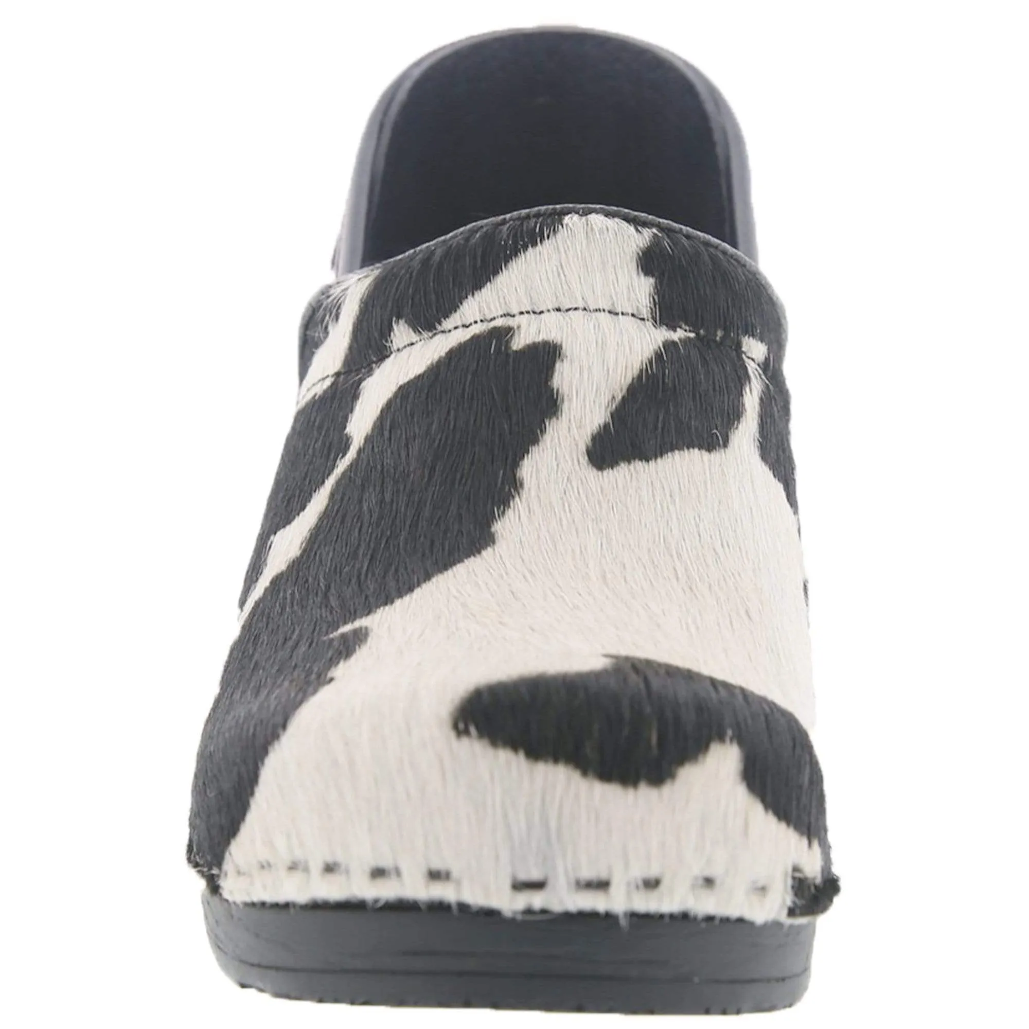 BJORK PROFESSIONAL Safari Collection Leather Clogs in Black and White Cow