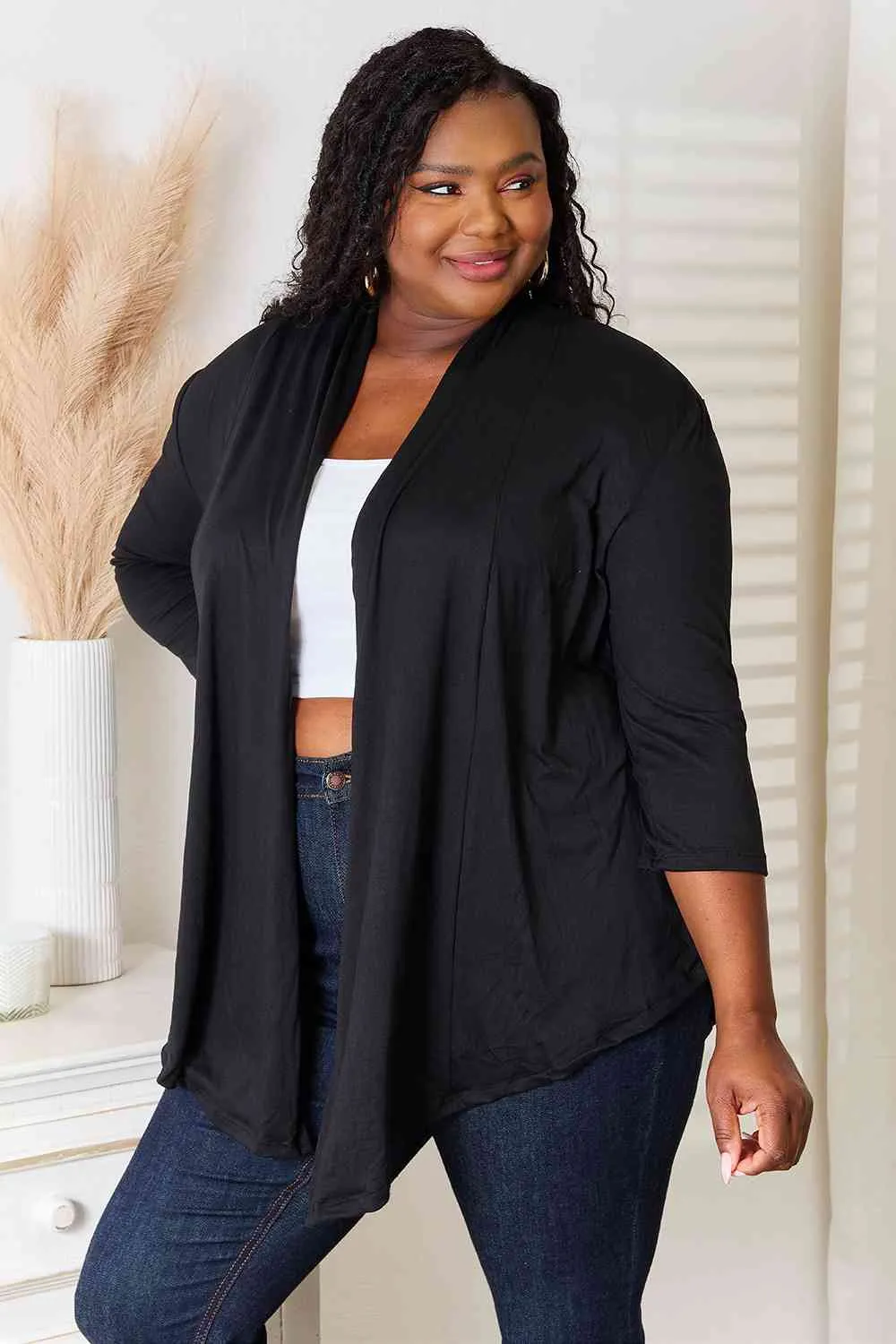 Black Lightweight Open Front Cardigan (Online Exclusive)