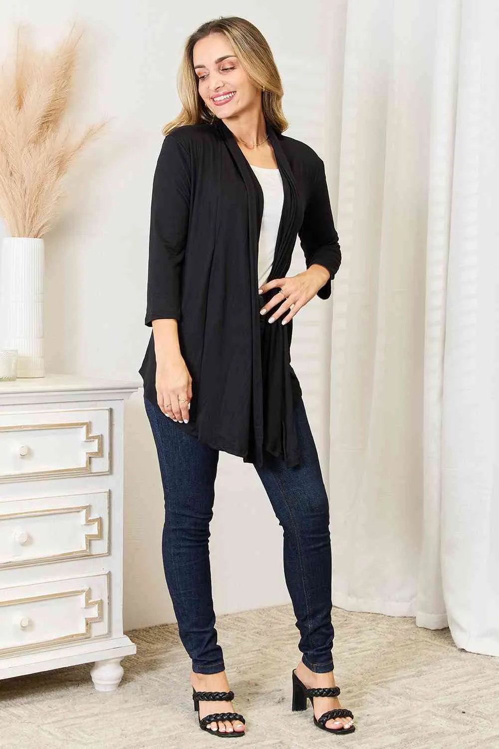 Black Lightweight Open Front Cardigan (Online Exclusive)