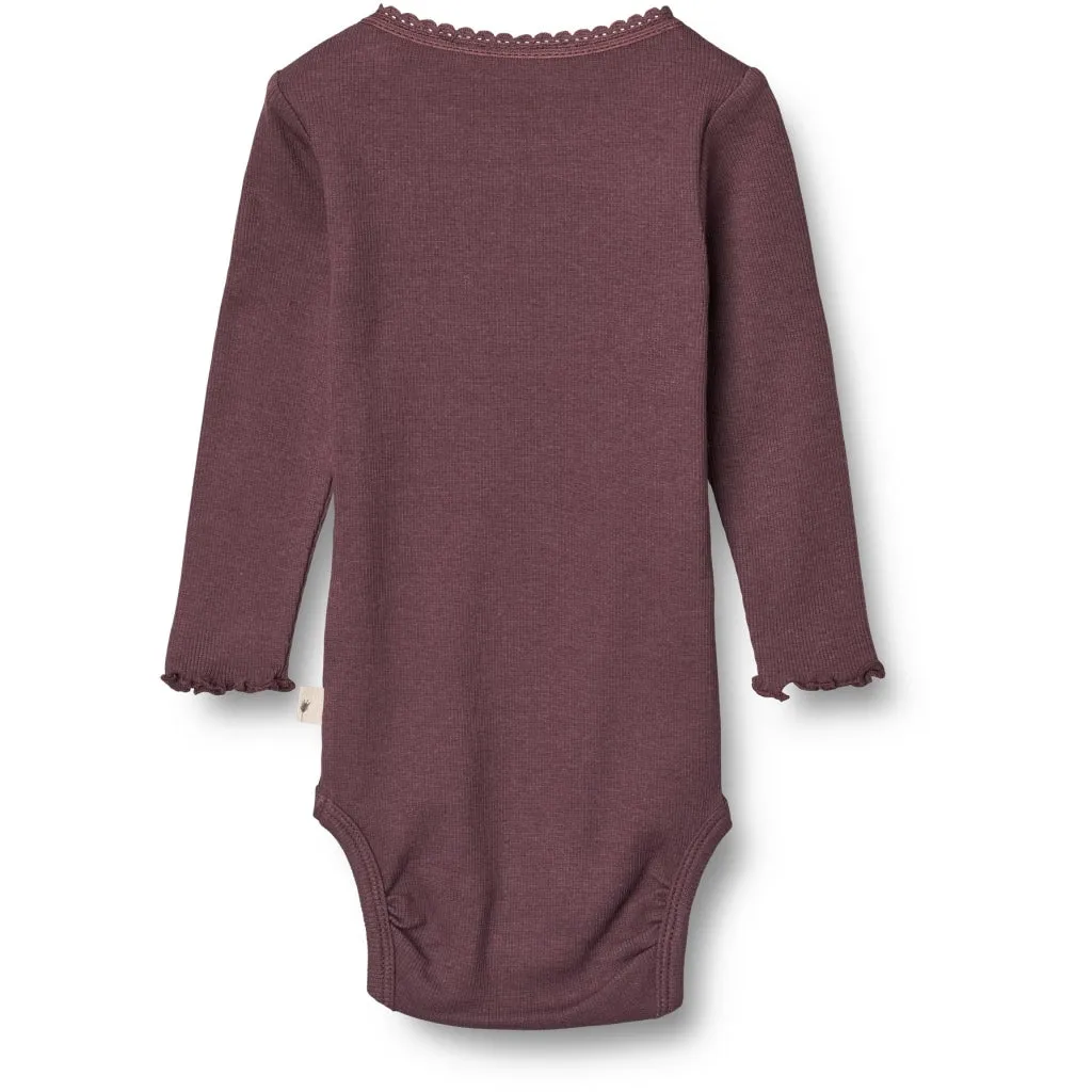 Body Rib Lace LS - soft eggplant